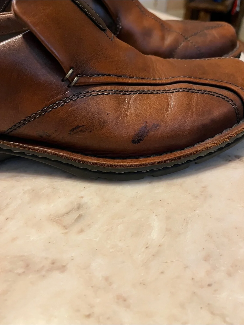 Clarks Men's Cognac Leather Slip-On Casual Loafers